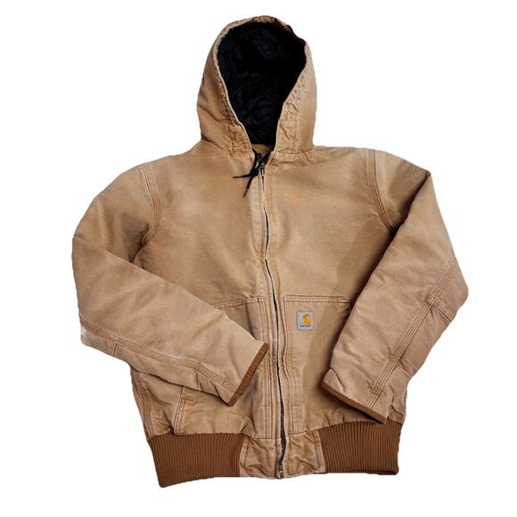 Carhartt Work Jacket Size Small J130 Sandstone Brown Distressed - Picture 3 of 14
